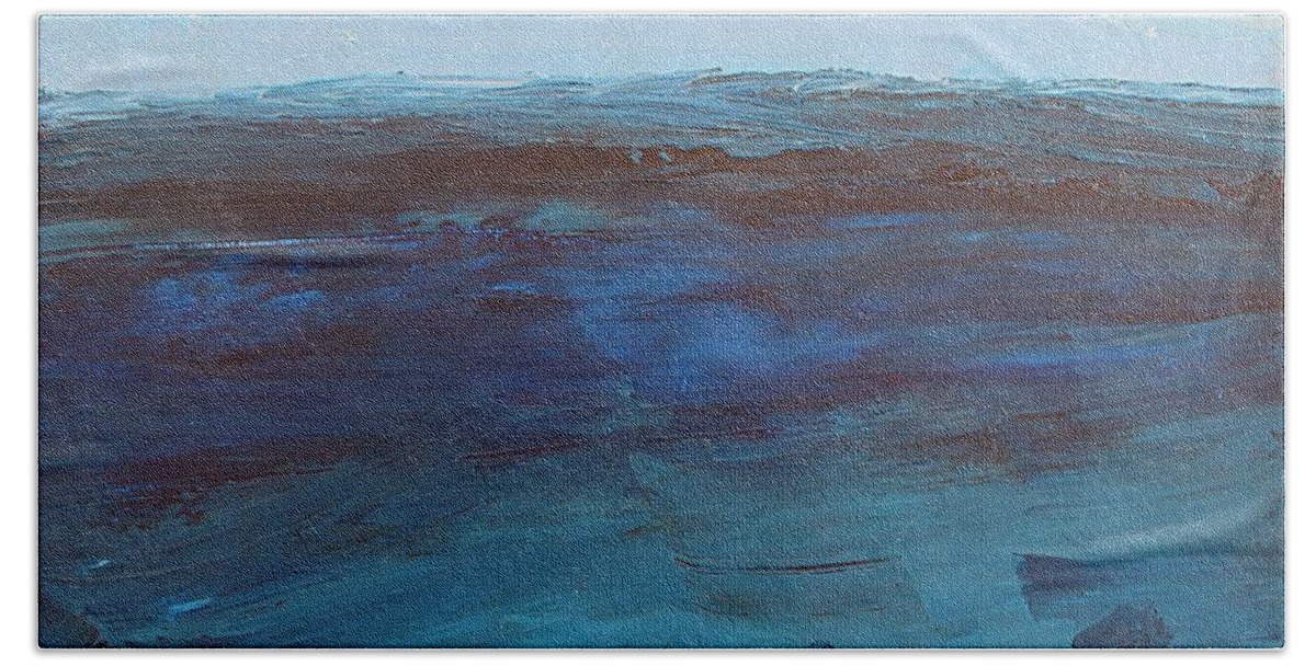Ocean Hand Towel featuring the painting Pacific Blue by Norma Duch