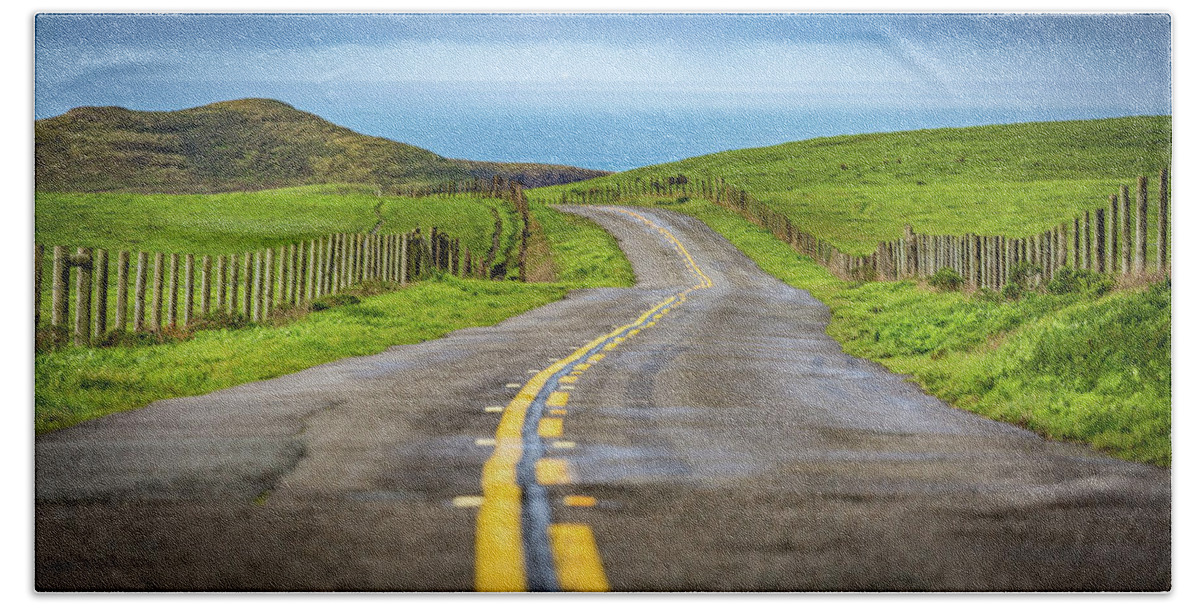 Pacific Coast Hand Towel featuring the photograph Pacific Coast Road to Tomales Bay by Donnie Whitaker
