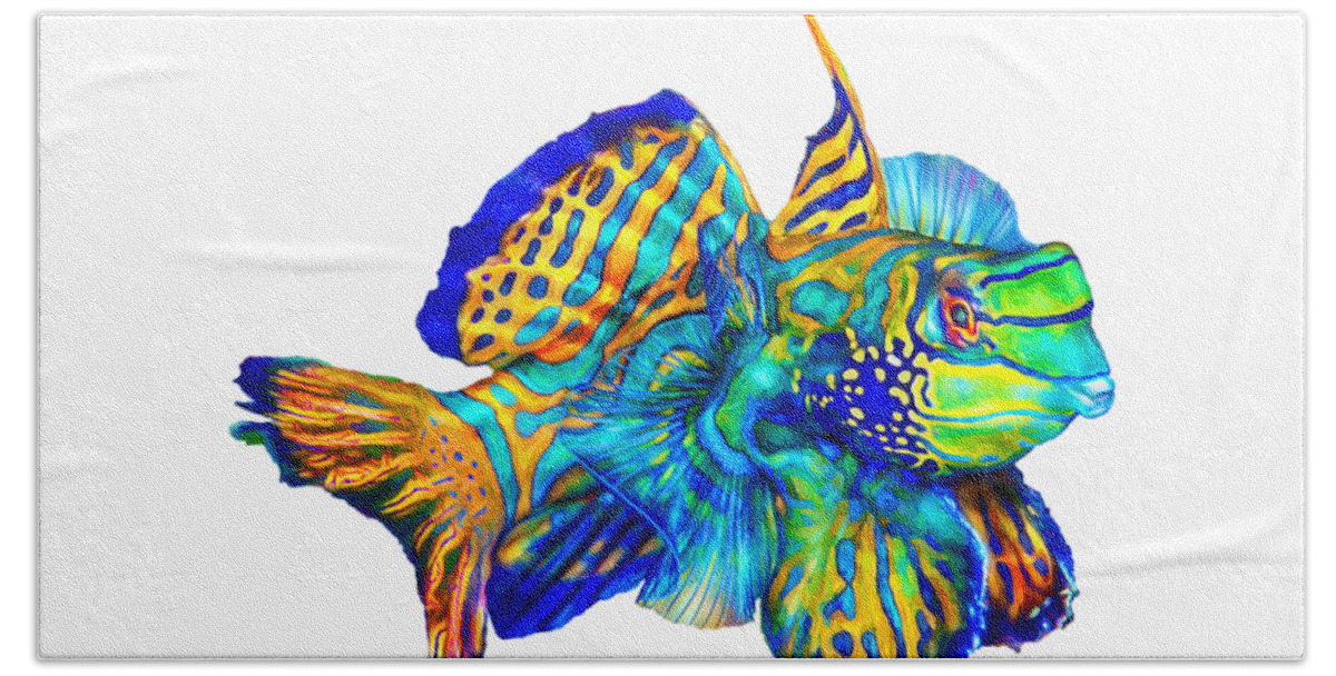 Pacific Mandarinfish Bath Towel featuring the mixed media Pacific Mandarinfish by David Wagner