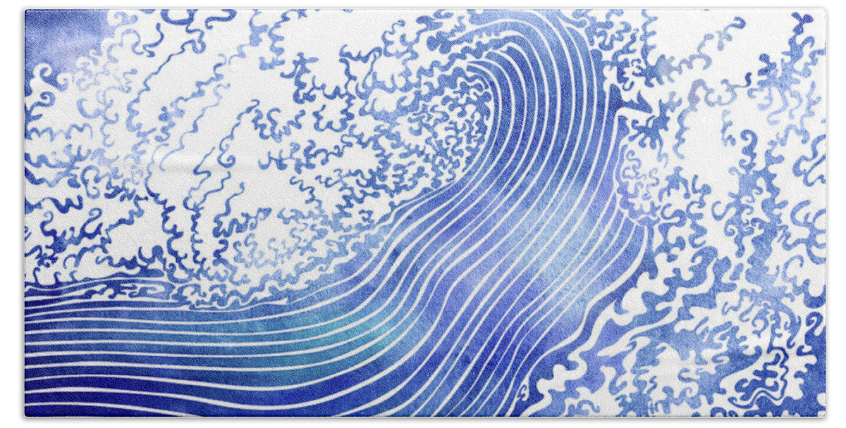 Swell Bath Towel featuring the mixed media Pacific Waves II by Stevyn Llewellyn