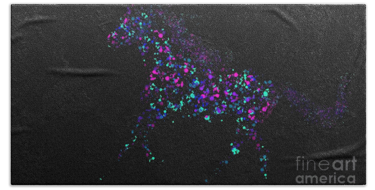 Horse Bath Towel featuring the painting Paint Splattered Pony by Nick Gustafson