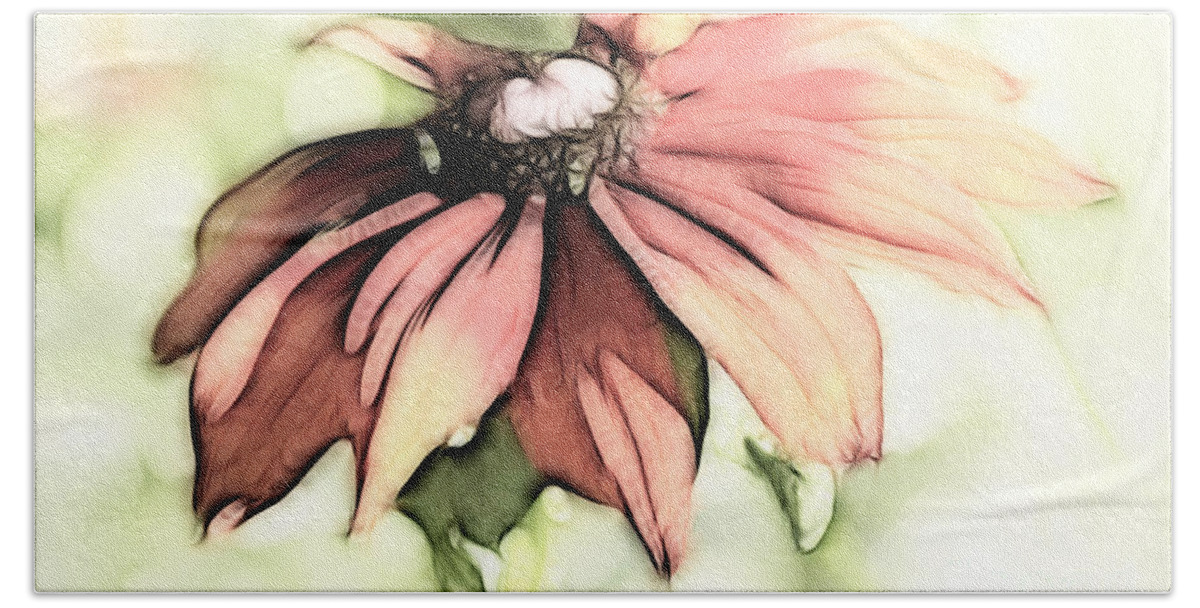 Flower Bath Towel featuring the digital art Painted Daisy by Teresa Zieba