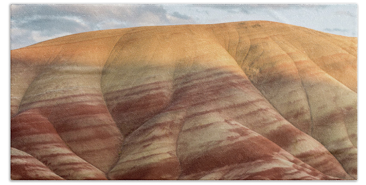 Painted Hills Bath Towel featuring the photograph Painted Hill at Last Light by Greg Nyquist
