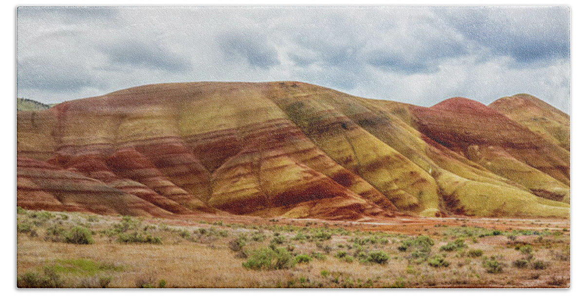 Painted Hills Panorama Hand Towel featuring the photograph Painted Hills Panorama 2 by Marnie Patchett
