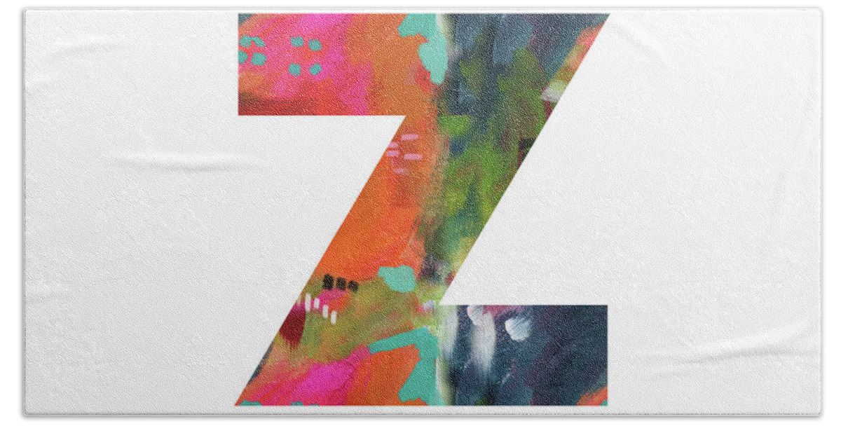 Z Hand Towel featuring the painting Painted Letter Z-Monogram Art by Linda Woods by Linda Woods