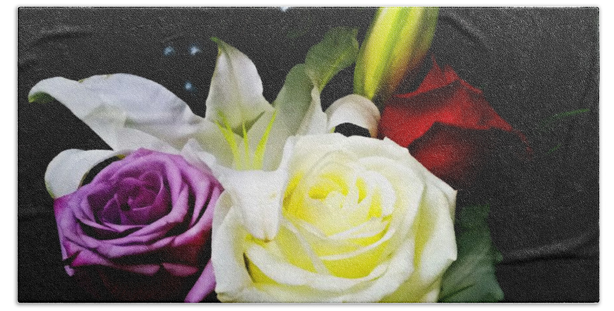 Painting Bath Towel featuring the digital art Digital Painting Rose Bouquet Flower Digital Art by Delynn Addams