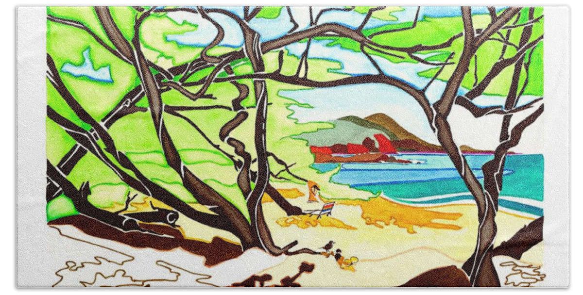 Tropical Island Bath Towel featuring the painting Paipu Beach - Maui by Joan Cordell
