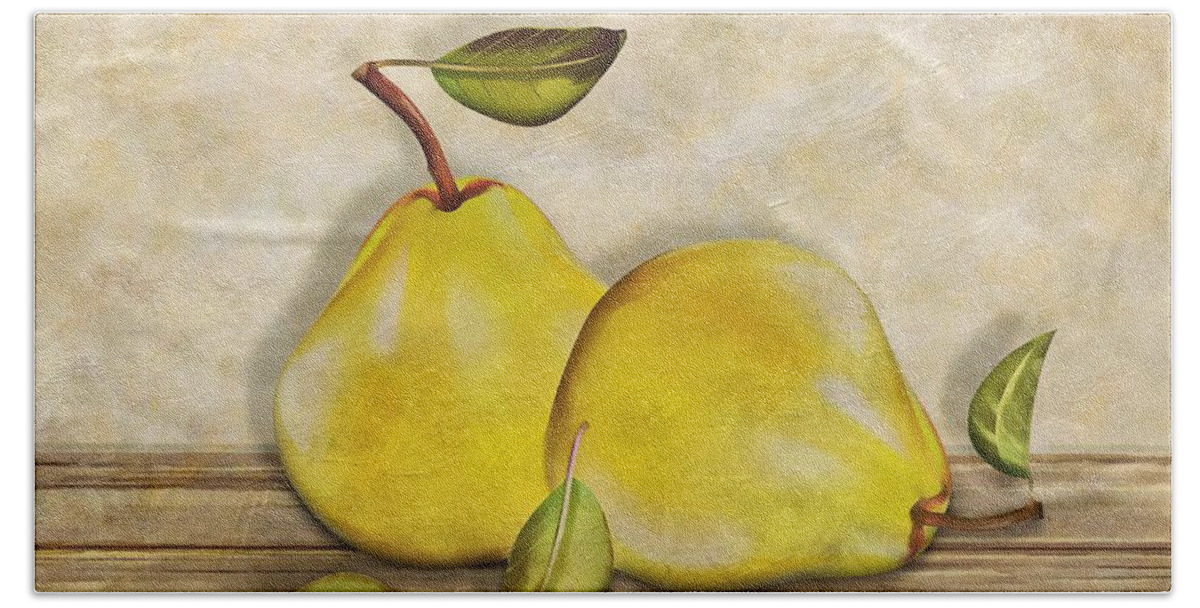 Pair Of Pears Bath Towel featuring the digital art Pair of Pears by Nina Bradica