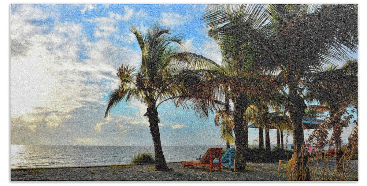 Palm Trees Bath Towel featuring the photograph Palm Beach by Alison Belsan Horton