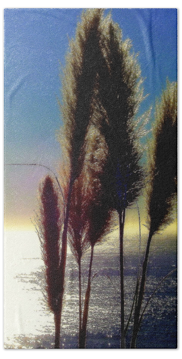 Nature Bath Towel featuring the photograph Pampas Grass and The Pacific by Jodie Marie Anne Richardson Traugott     aka jm-ART