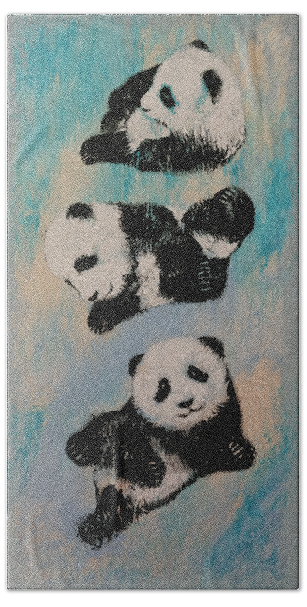 Children Bath Towel featuring the painting Panda Karate by Michael Creese