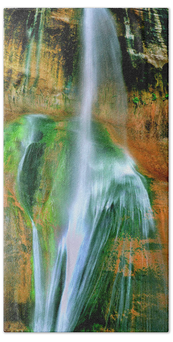 Utah Landscape Hand Towel featuring the photograph Panorama Lower Calf Creek Falls Escalante NM Utah by Dave Welling