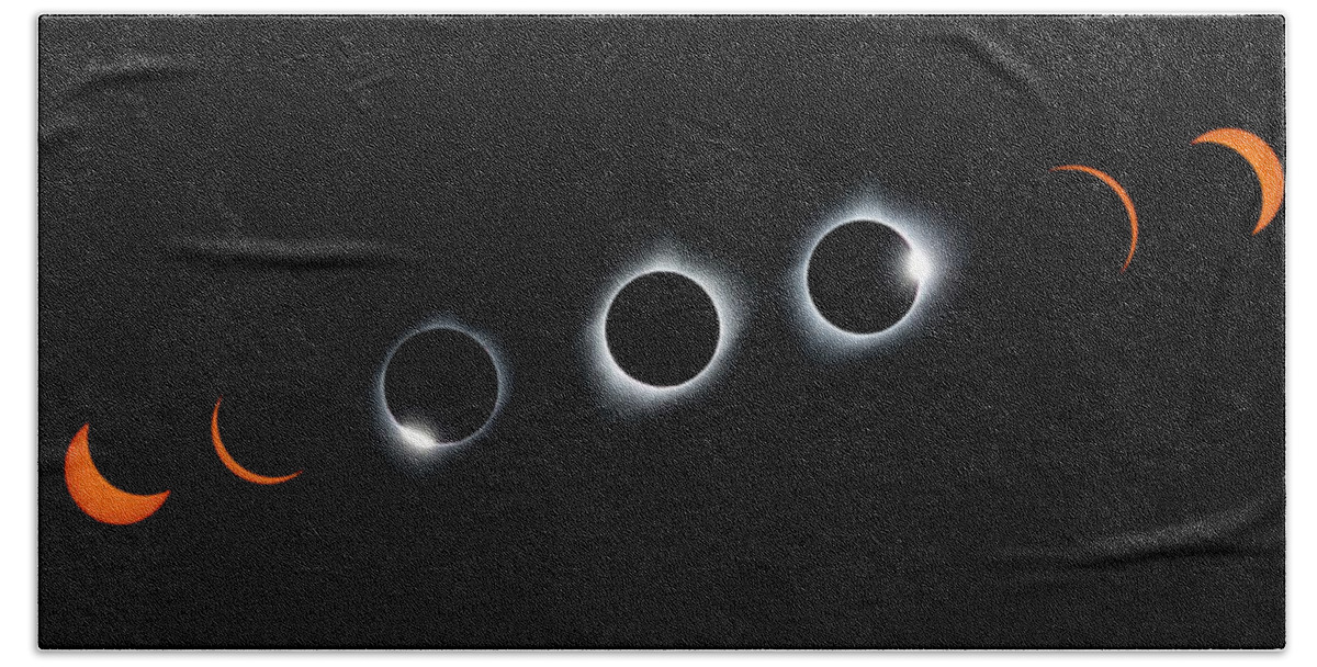 Eclipse Bath Towel featuring the photograph Panorama of the Great American Eclipse by Tony Hake