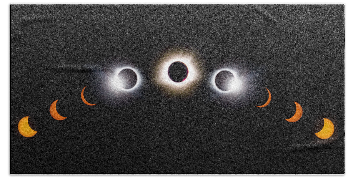 08 21 2017 Bath Towel featuring the photograph Panorama Total Eclipse T Shirt Art Phases by Debra and Dave Vanderlaan