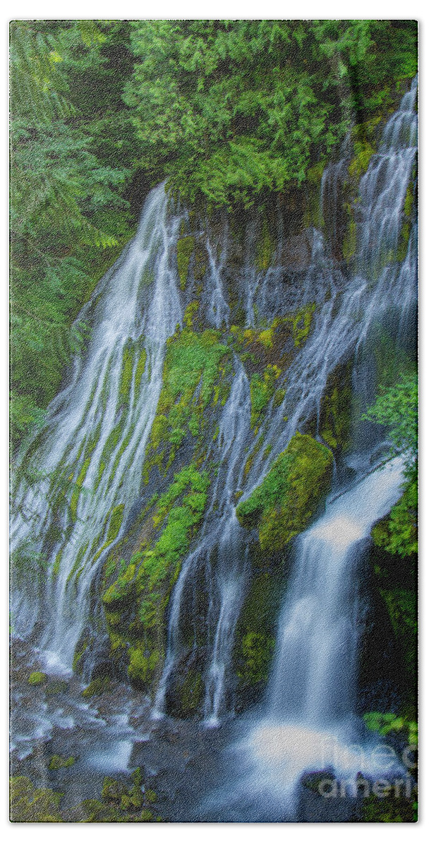 Images Hand Towel featuring the photograph Panther Creek Falls Summer Waterfall 1 by Rick Bures