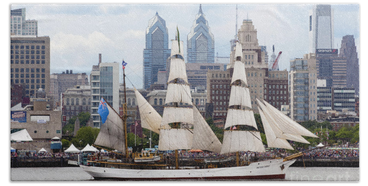 Parade Of Sails Bath Towel featuring the photograph Parade of Sails - Philadelphia by Anthony Totah