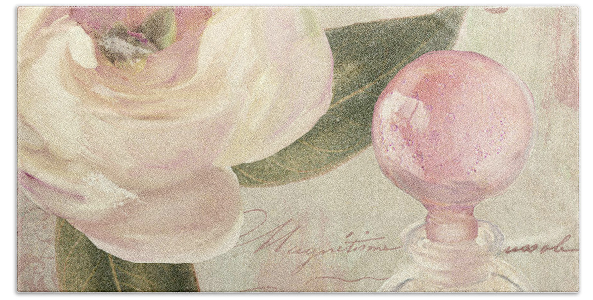 Roses Hand Towel featuring the painting Parfum de Roses II by Mindy Sommers