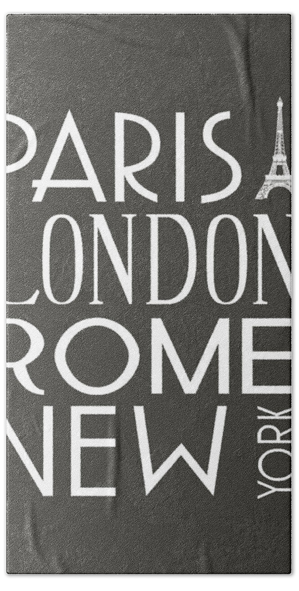 Vintage Bath Towel featuring the digital art Paris, London, Rome and New York Pillow by Jaime Friedman