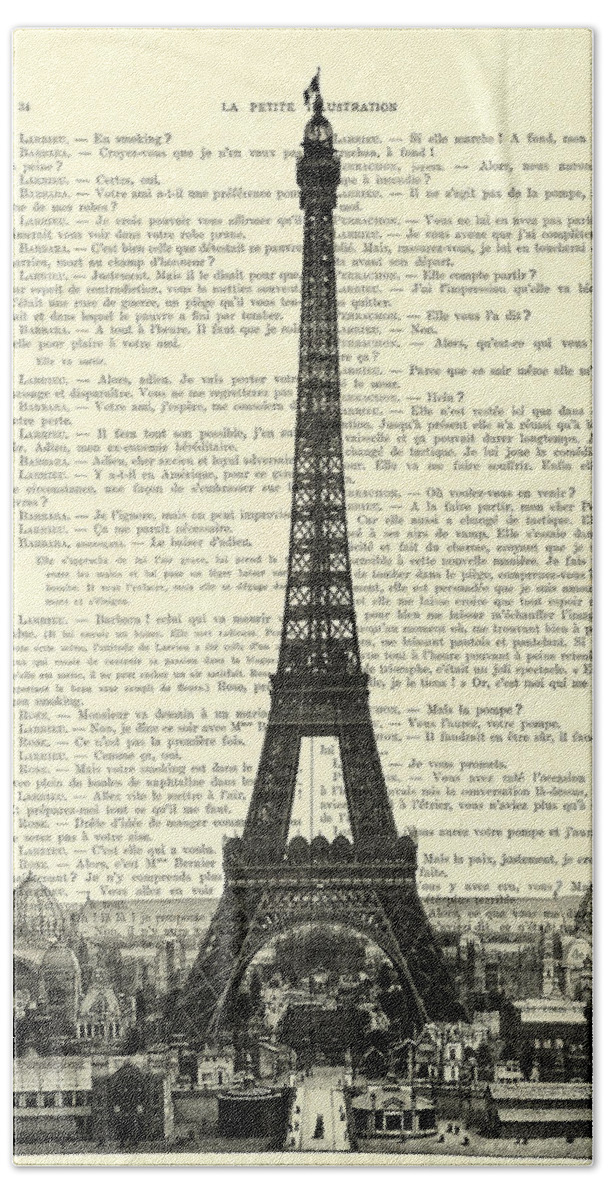 Eiffel Tower Hand Towel featuring the digital art Paris, love France by Madame Memento