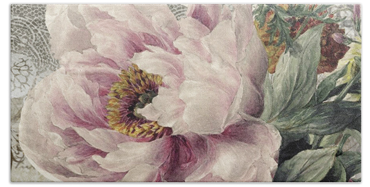 Peony Hand Towel featuring the painting Paris Peony by Mindy Sommers