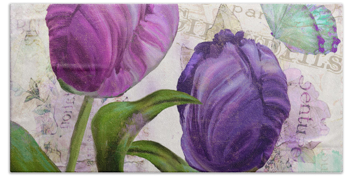 Tulips Hand Towel featuring the painting Parrot Tulips by Mindy Sommers