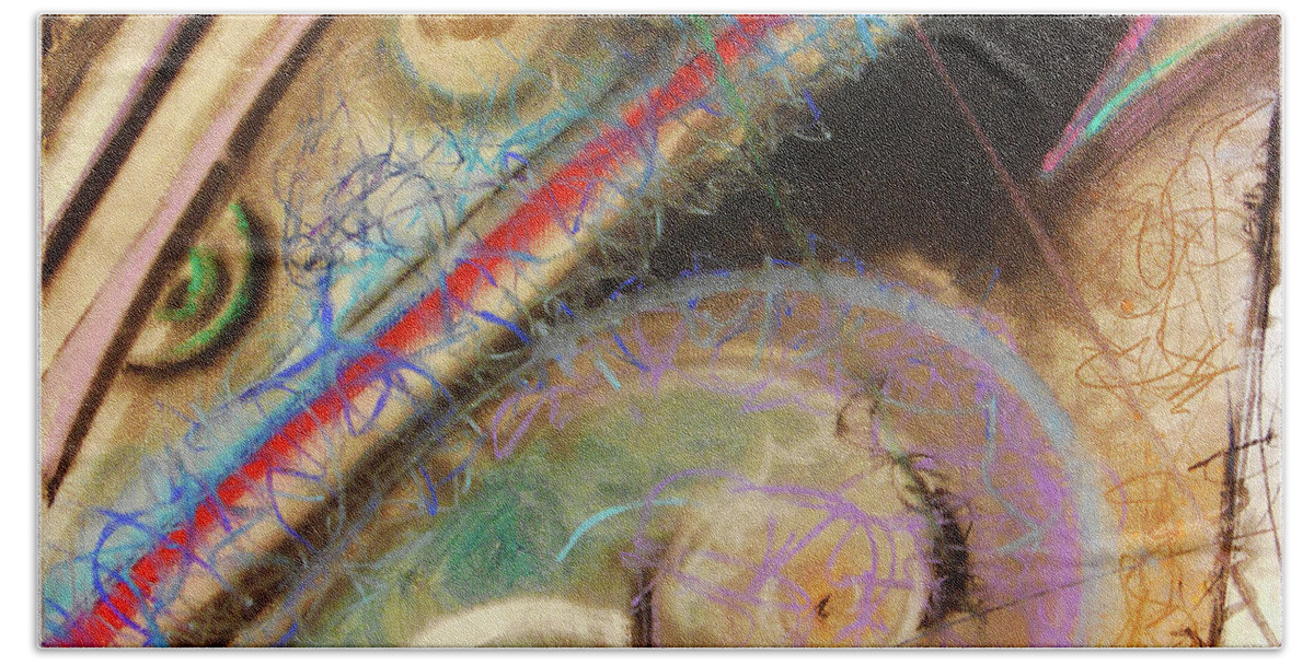 A Bright Bath Towel featuring the painting Particle Track Study Twelve by Scott Wallin