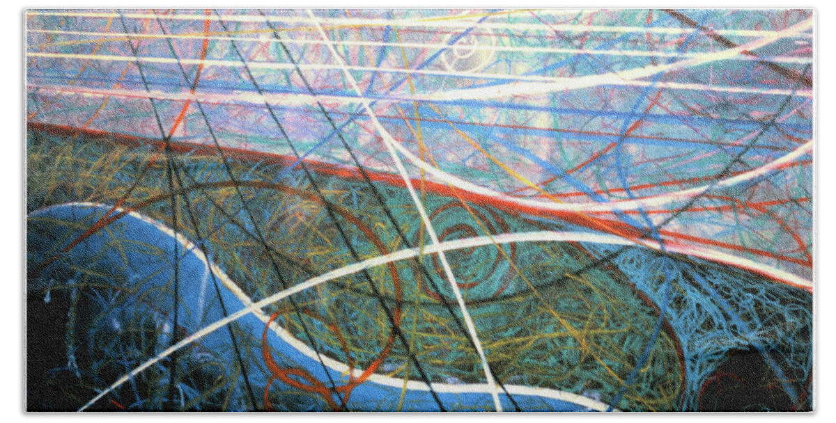 A Bright Bath Towel featuring the painting Particle Track Study Twenty by Scott Wallin