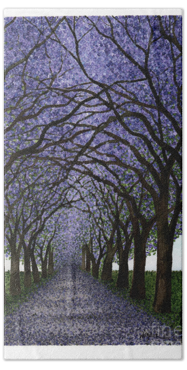 Pasadena Bath Sheet featuring the painting Pasadena Purple Haze by Hilda Wagner