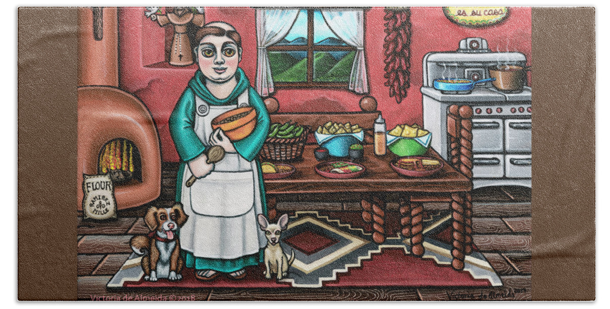 San Pascual Hand Towel featuring the painting Pascuals Pups by Victoria De Almeida