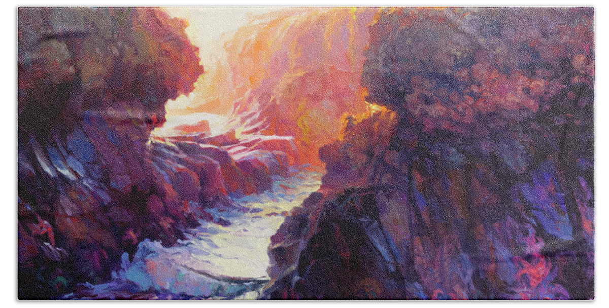 Ocean Bath Sheet featuring the painting Passage by Steve Henderson