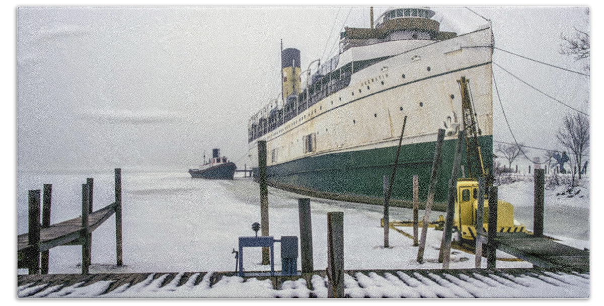 Travel Bath Towel featuring the photograph Passenger Liner SS Keewatin in Winter Dock by Randall Nyhof