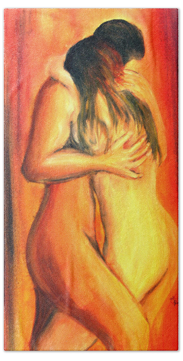 People Bath Towel featuring the painting Passion by Leonardo Ruggieri