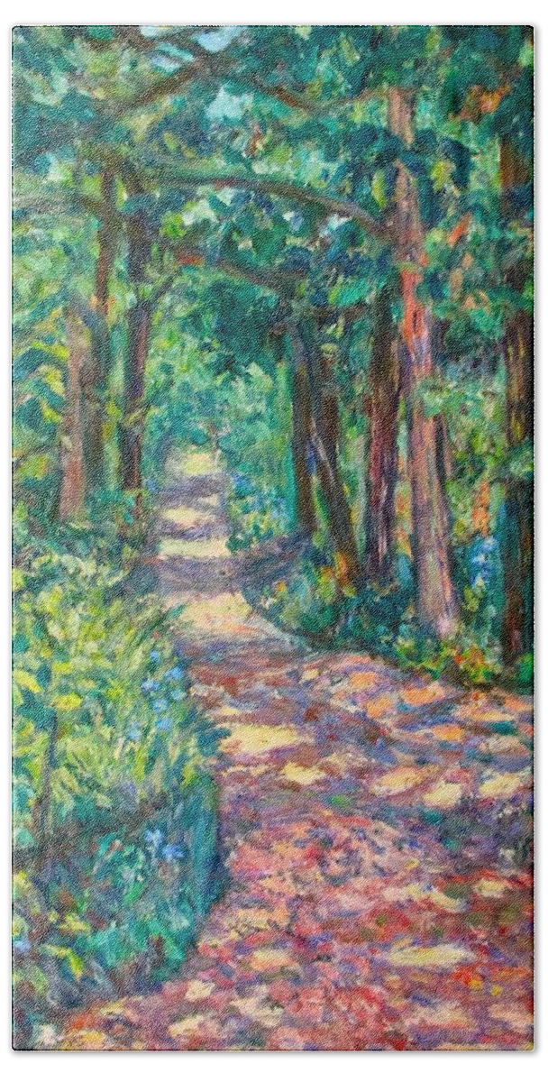 Path Bath Towel featuring the painting Path on Sharp Top by Kendall Kessler