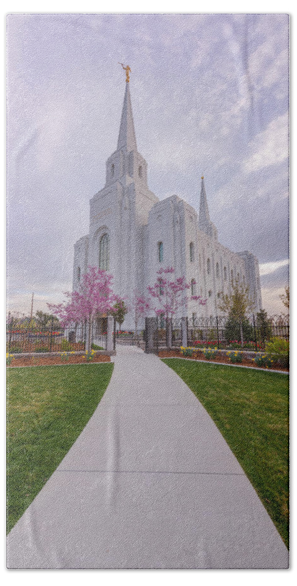 Brigham City Temple Hand Towel featuring the photograph Path to Salvation by Dustin LeFevre
