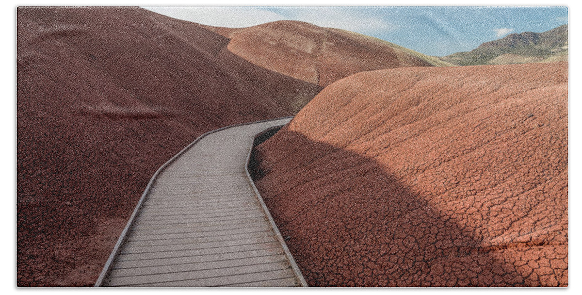 Painted Hills Bath Towel featuring the photograph Pathway through the Reds by Greg Nyquist