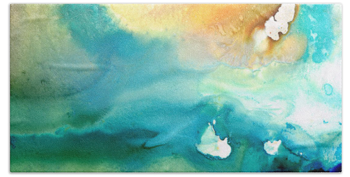 Abstract Art Bath Towel featuring the painting Pathway To Zen by Sharon Cummings