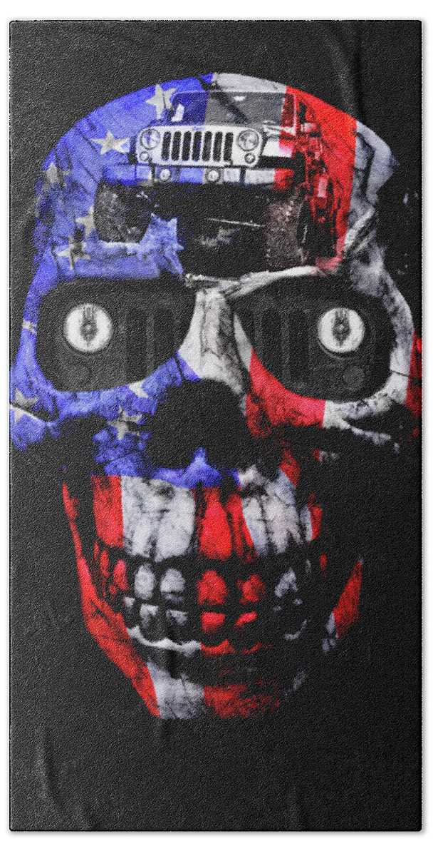 Jeep Bath Towel featuring the photograph Patriotic Jeeper Cyborg JKU Wrangler NO Red Eyes by Luke Moore