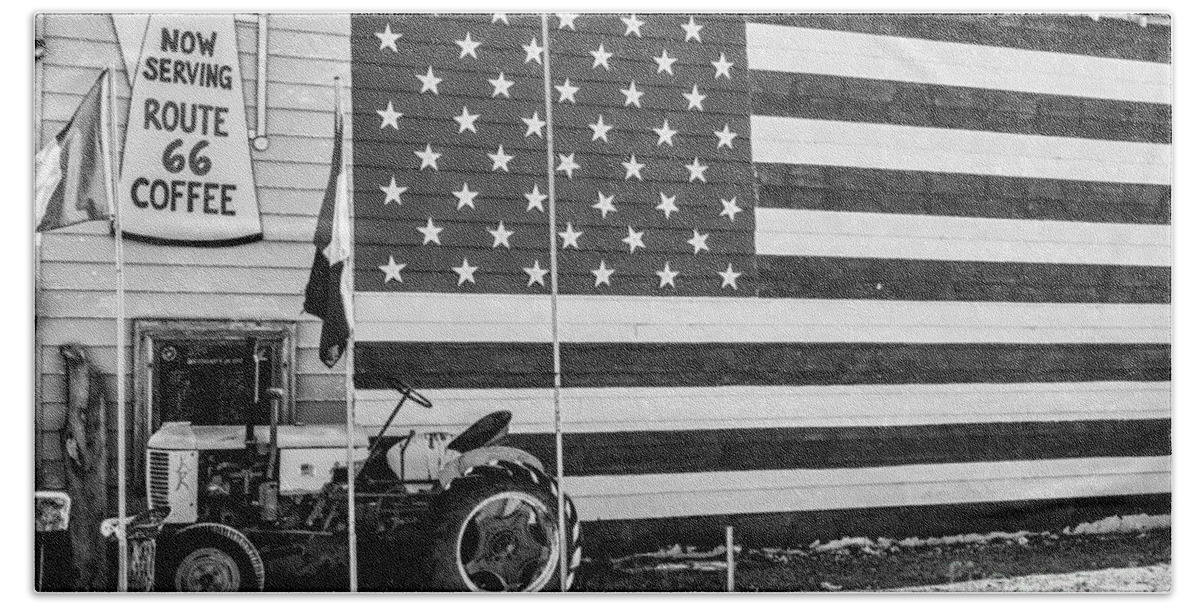 American Flag Bath Towel featuring the photograph Patriotic Route 66 by Anthony Sacco