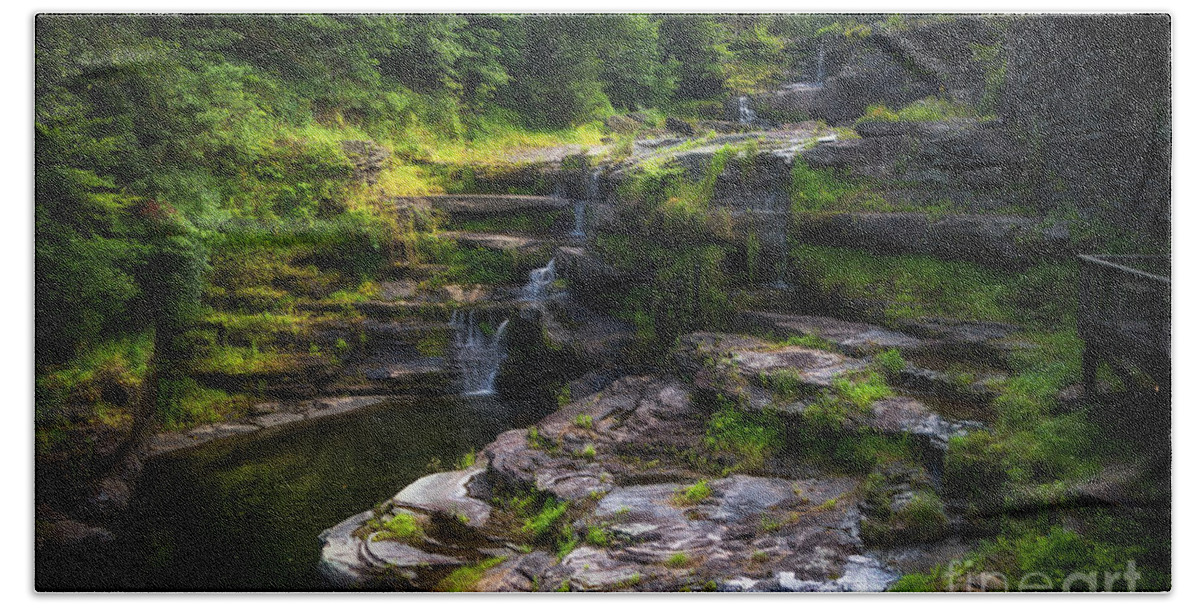 Waterfall Bath Towel featuring the photograph Paupack High Falls in Hawley PA by Amy Cicconi