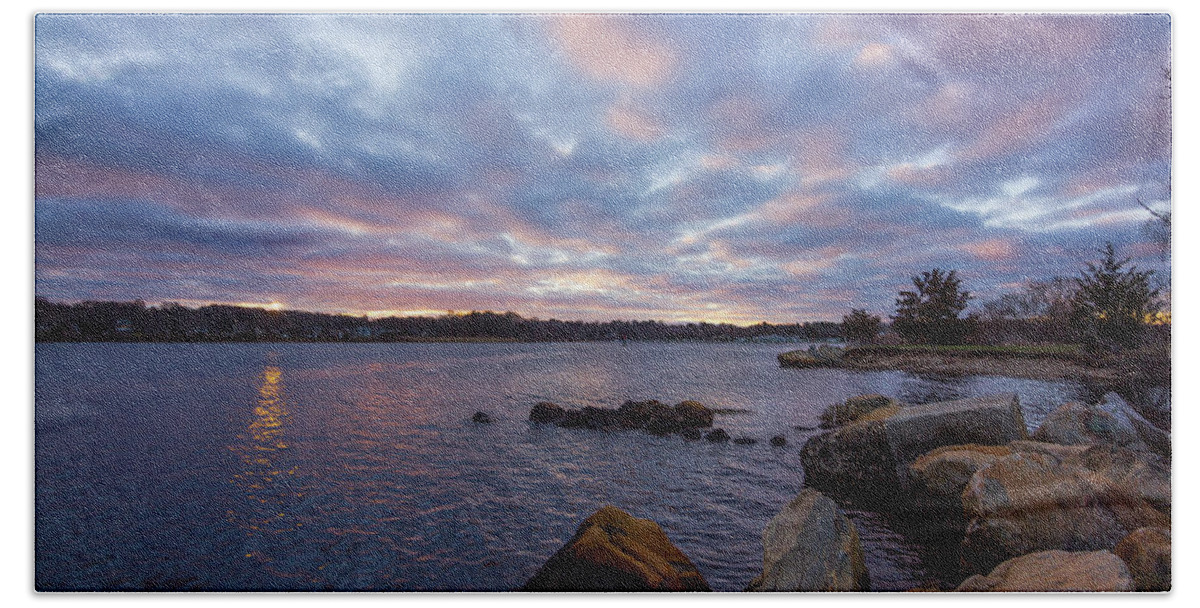 Pawcatuck Bath Towel featuring the photograph Pawcatuck River Sunrise by Kirkodd Photography Of New England