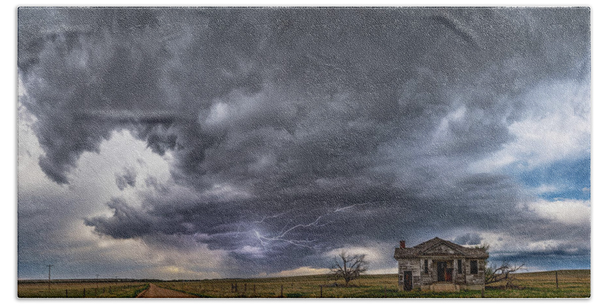 Colorado Hand Towel featuring the photograph Pawnee School Storm by Darren White