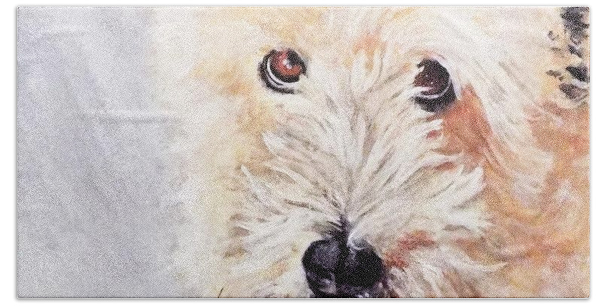 Dog Portrait Hand Towel featuring the painting Pazzo by Michael Dillon