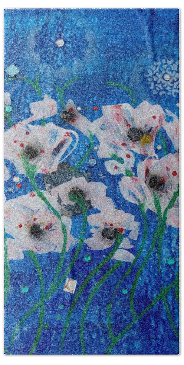 Floral Abstract Art Hand Towel featuring the painting Peace by MiMi Stirn
