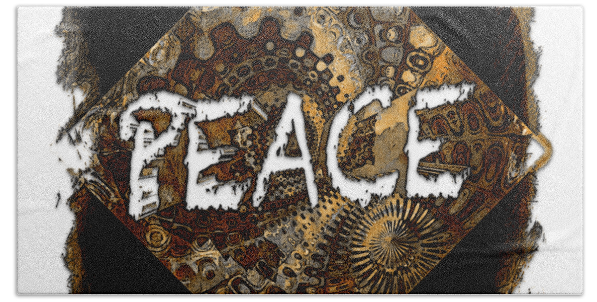 Peace Bath Towel featuring the photograph Peace Muted Earthy 3 Dimensional by DiDesigns Graphics