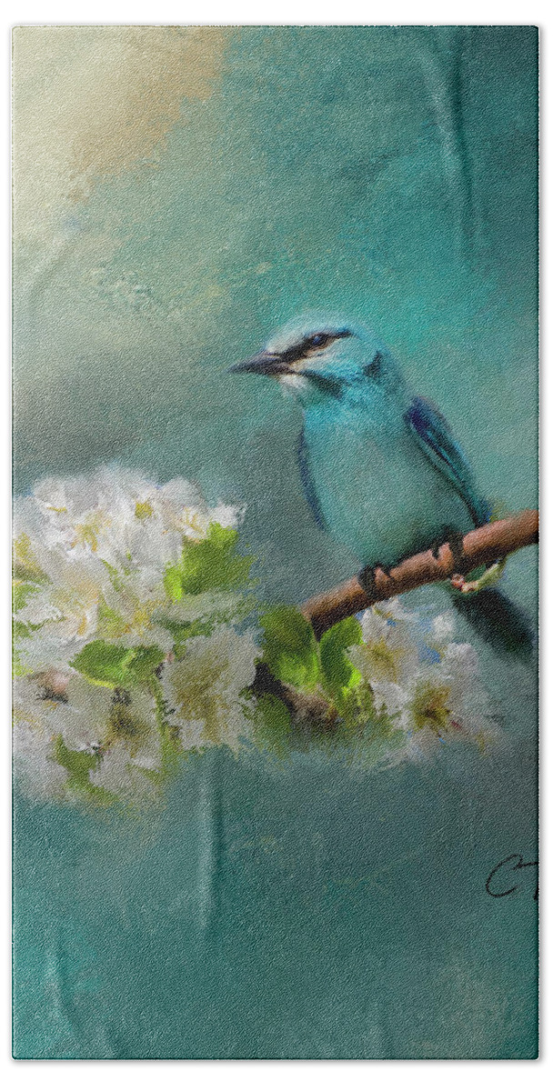 Birds Hand Towel featuring the painting Peaceful Symphony by Colleen Taylor