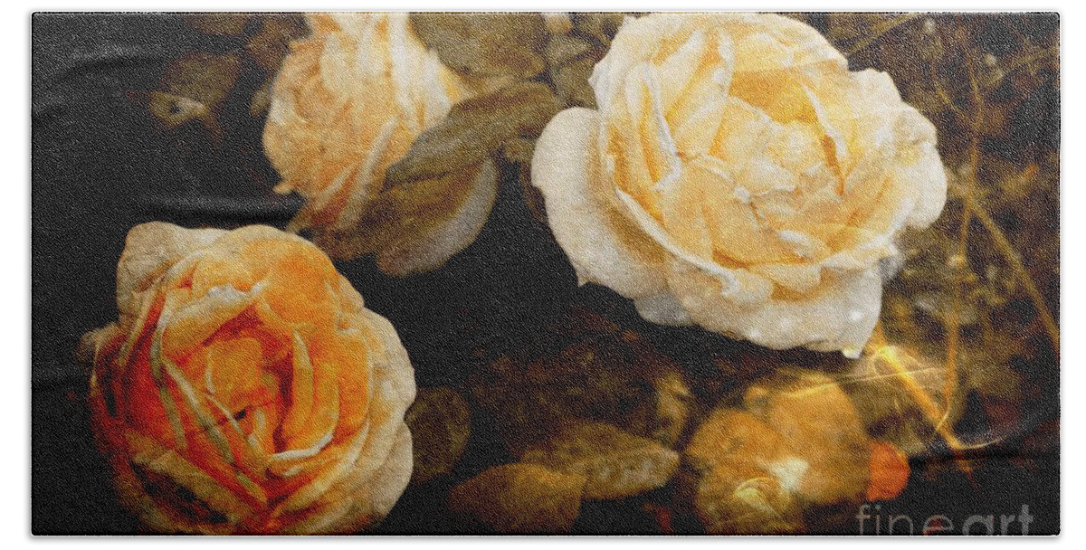 Rose Bath Towel featuring the photograph Peach Blooms by Clare Bevan