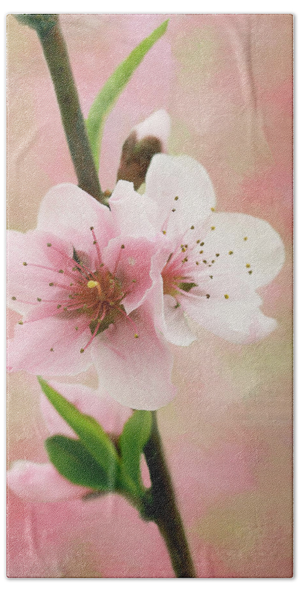Peach Blossoms Bath Towel featuring the photograph Peach Blossom 3 by Cindi Ressler