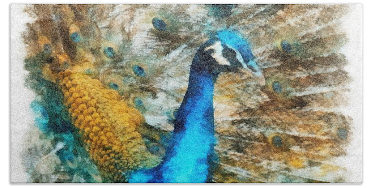 Bird Bath Towel featuring the digital art Peacock by Charmaine Zoe