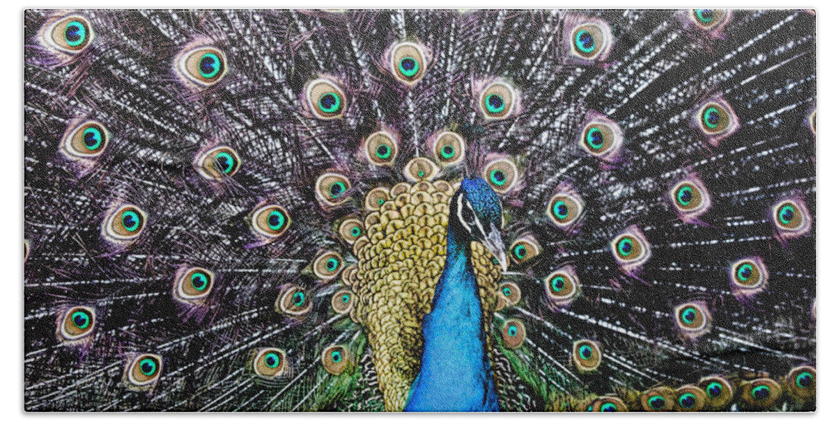 Peacock Hand Towel featuring the digital art Peacock by JGracey Stinson