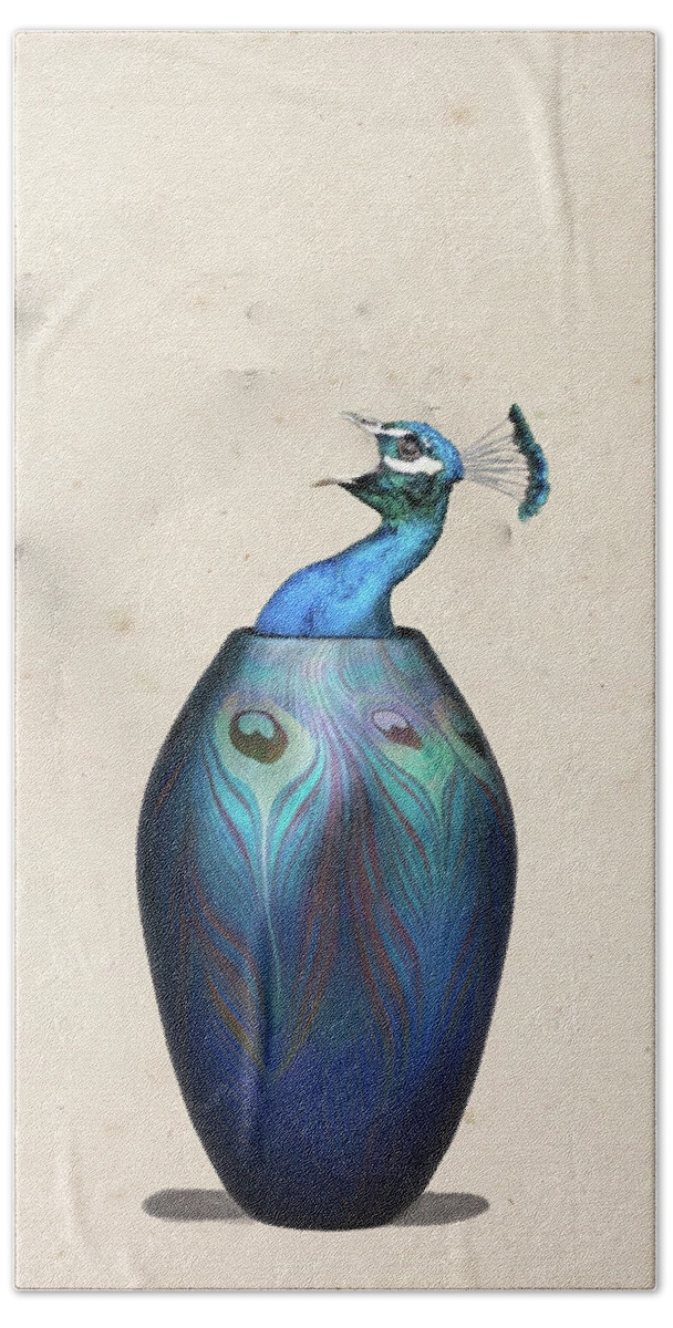 Vase Bath Towel featuring the digital art Peacock vase by Keshava Shukla